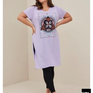 TORRID KISS SPLIT SIDE TUNIC TEE - COTTON-BLEND LAVENDER SIZE 5 NWT